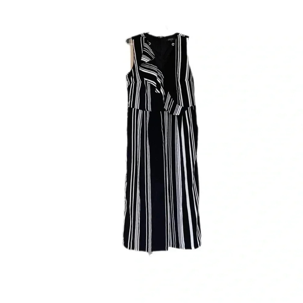 Spense Sleeveless Black and White Jumpsuit with Tied Waist Women’s 8